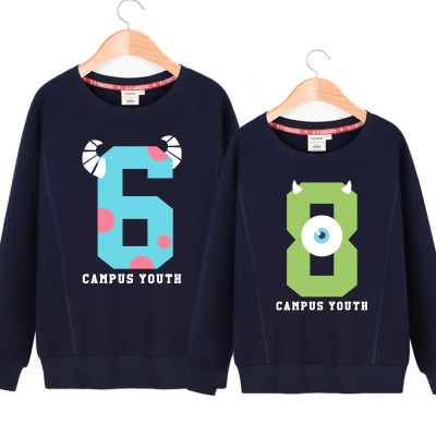 卡通情侣装秋装无帽圆领卫衣2015新款韩版宽