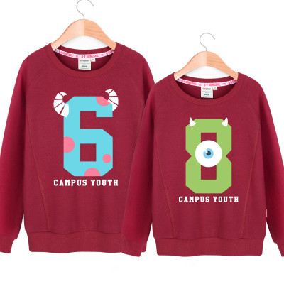 卡通情侣装秋装无帽圆领卫衣2015新款韩版宽