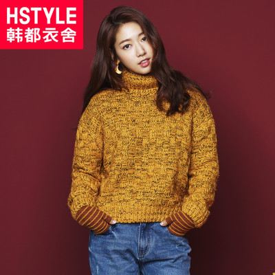 韩都衣舍韩版2015秋装新款女装高领蝙蝠袖宽