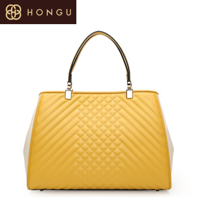 红谷女包 2015新款女士糖果色牛皮手提包拼接