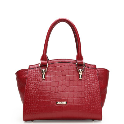 红谷女包 2017新款头层牛皮鳄鱼纹单肩包 手提
