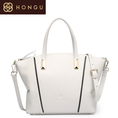 红谷女包 2015年牛皮纯色拼接斜挎包百搭手提