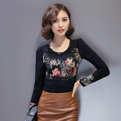 歌仕丽莎韩范时尚保暖衬衫女15秋冬季加绒打