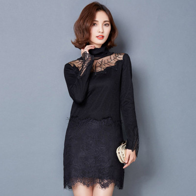 欧缇菲15秋冬新款裙子堆堆领打底衫女长衫性