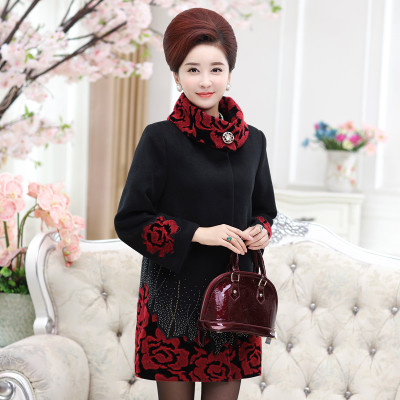 中老年毛呢外套女装秋装大码妈妈装冬装呢子大