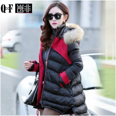 站2015新款冬装棉衣撞色A字羽绒棉服女加厚修