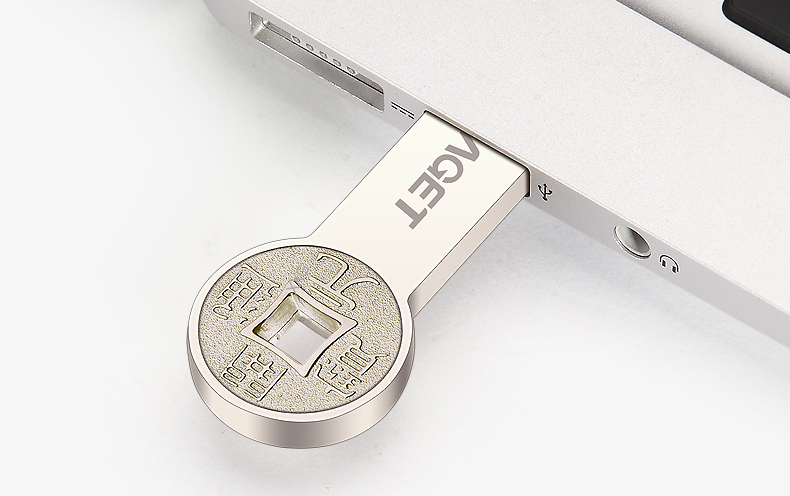 忆捷（EAGET） K80 USB3.0高速防水防尘防静电全金属 刀币U盘16G珍珠镍色