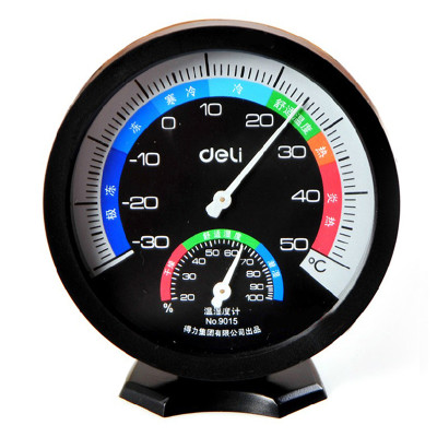 得力9015室内外温湿度计 精致小巧温度计 湿度